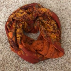 Rust Floral Infinity Scarf